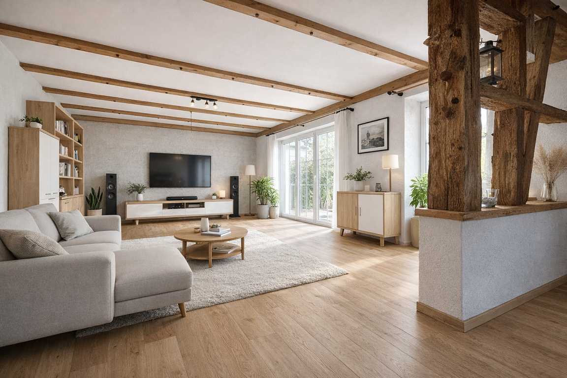 Visualisierung Einfamilienhaus Kaufering Wohnzimmer